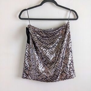 Wyldr Grey Sequin Mini Skirt S Revolve New Years Eve Micro Art Deco